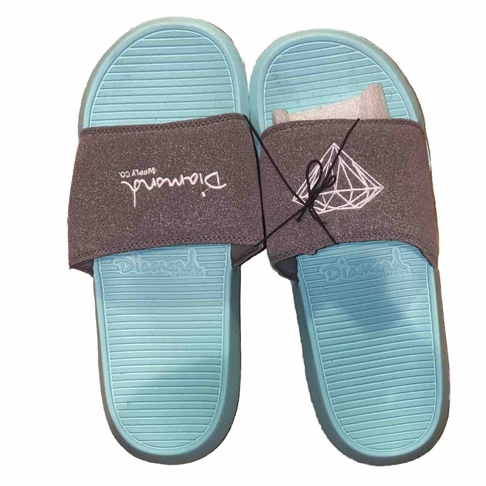 Diamond Supply Fairfax Supply Slide Sandals, Men's US Size 8 Tiffany‎ Blue Grey